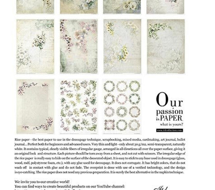 Rice Paper Pack Flower Post White