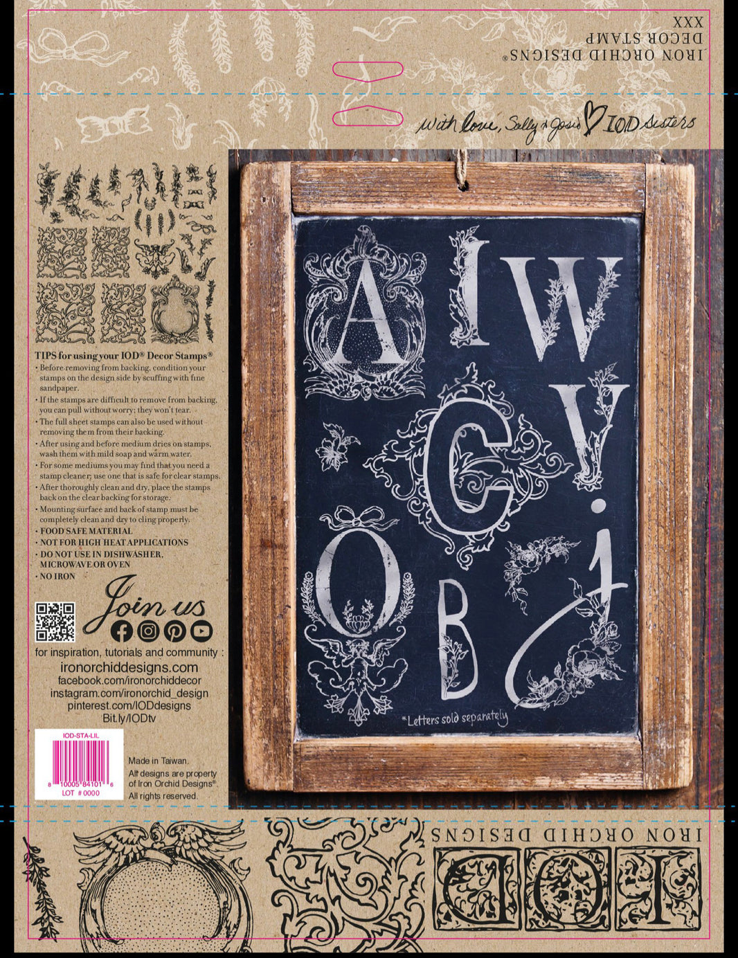 Alphabellies IOD Décor Stamp