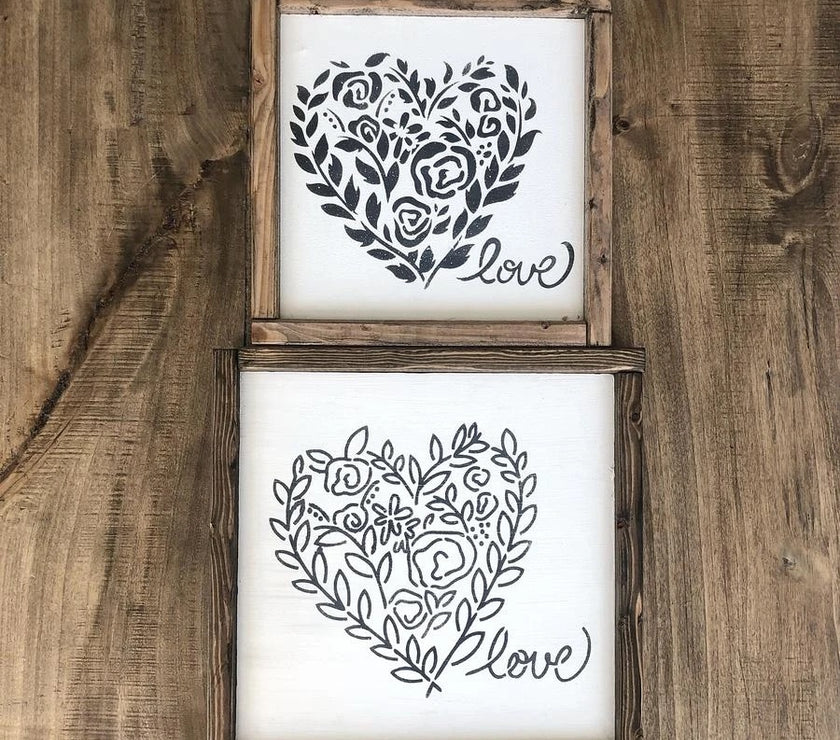 JRV stencil Two Hearts