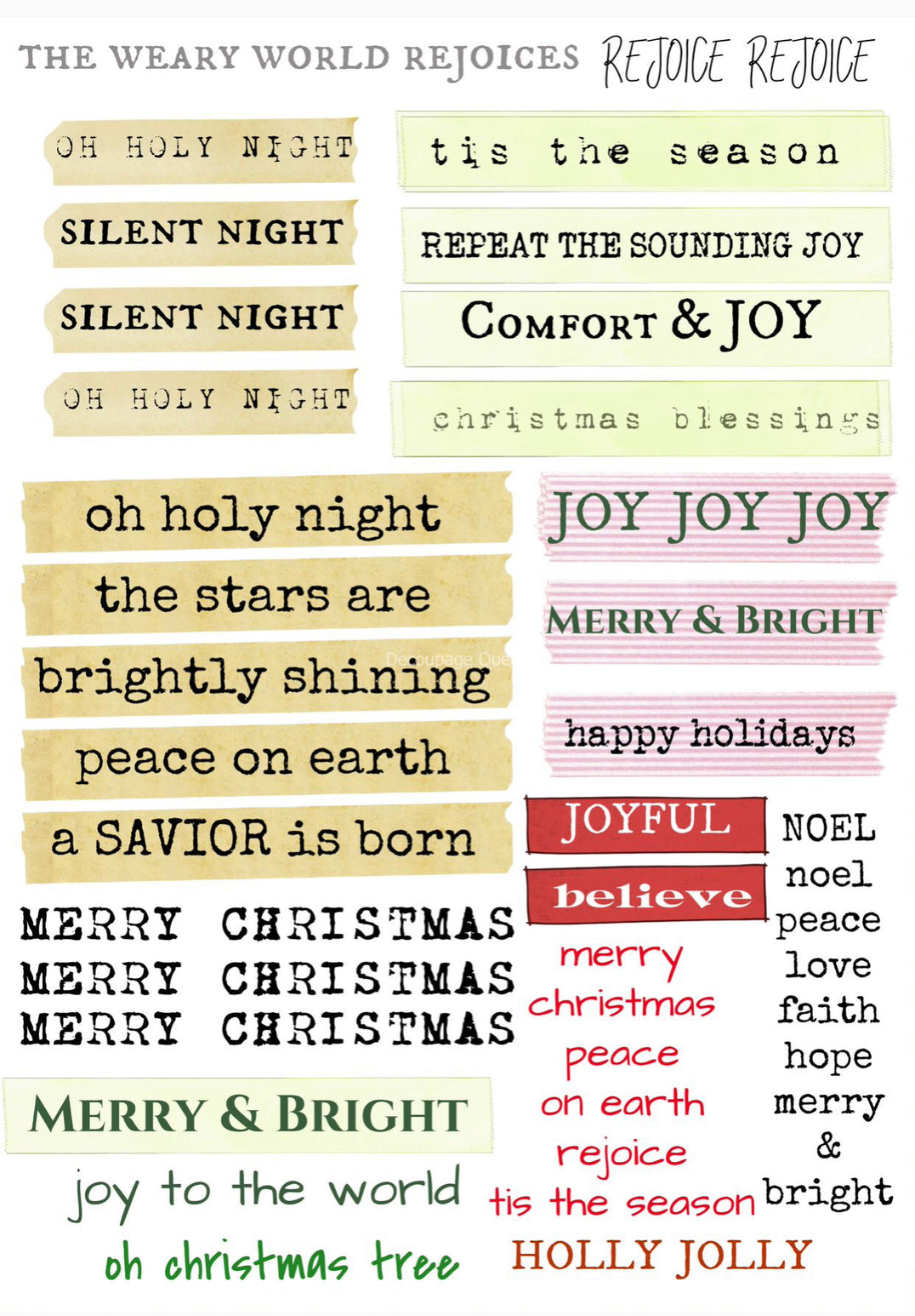 ellen j goods Christmas Sentiments, rice paper design by Decoupage Queen, arts & entertainment > hobbies & creative arts > arts & crafts > art & crafting materials, for decoupage and crafting