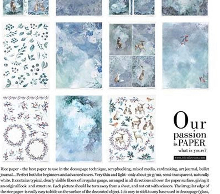 Christmas in Blue Set of 11  Rice Papers