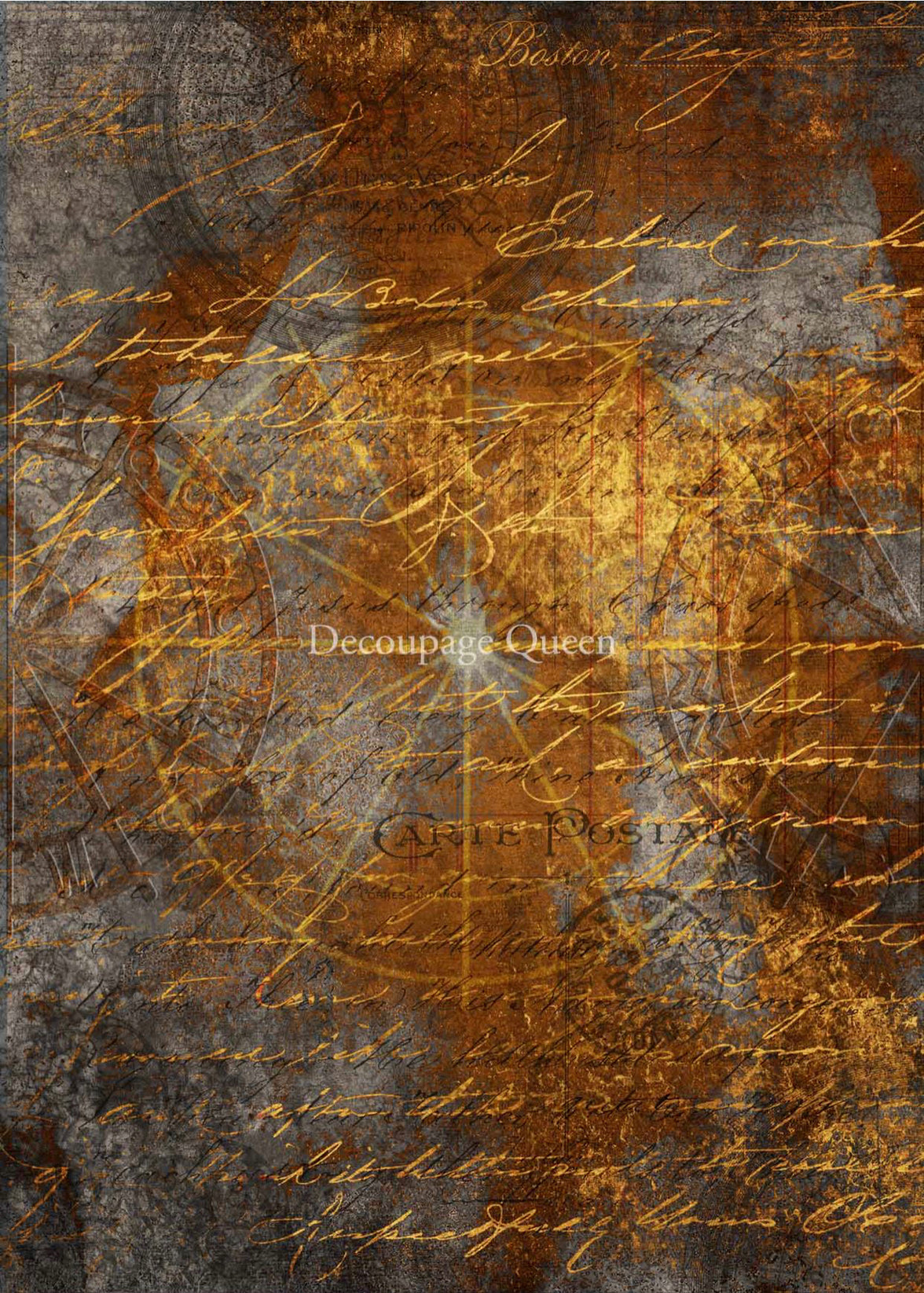 Mapped in Gold, rice paper design by Decoupage Queen, office supplies > general office supplies > paper products, for decoupage and crafting