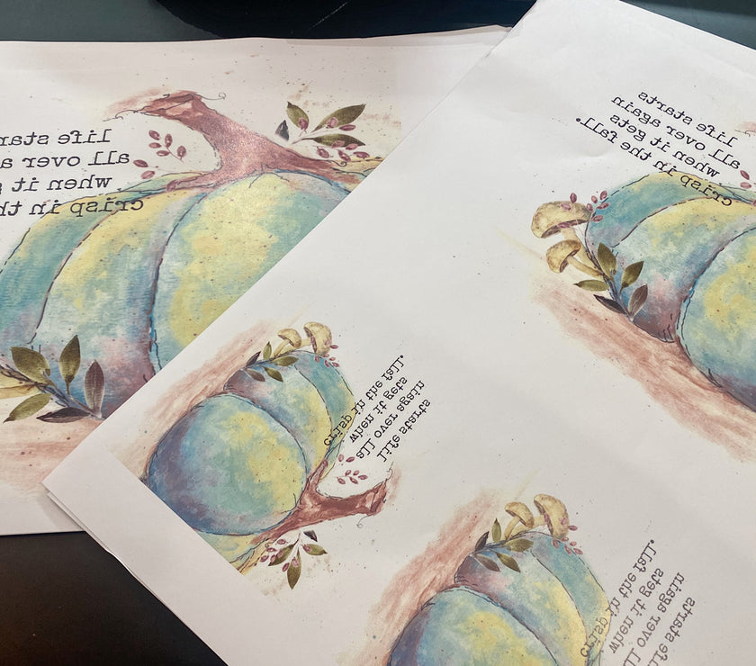 Watercolor Pumpkin Reverse Transfer paper set