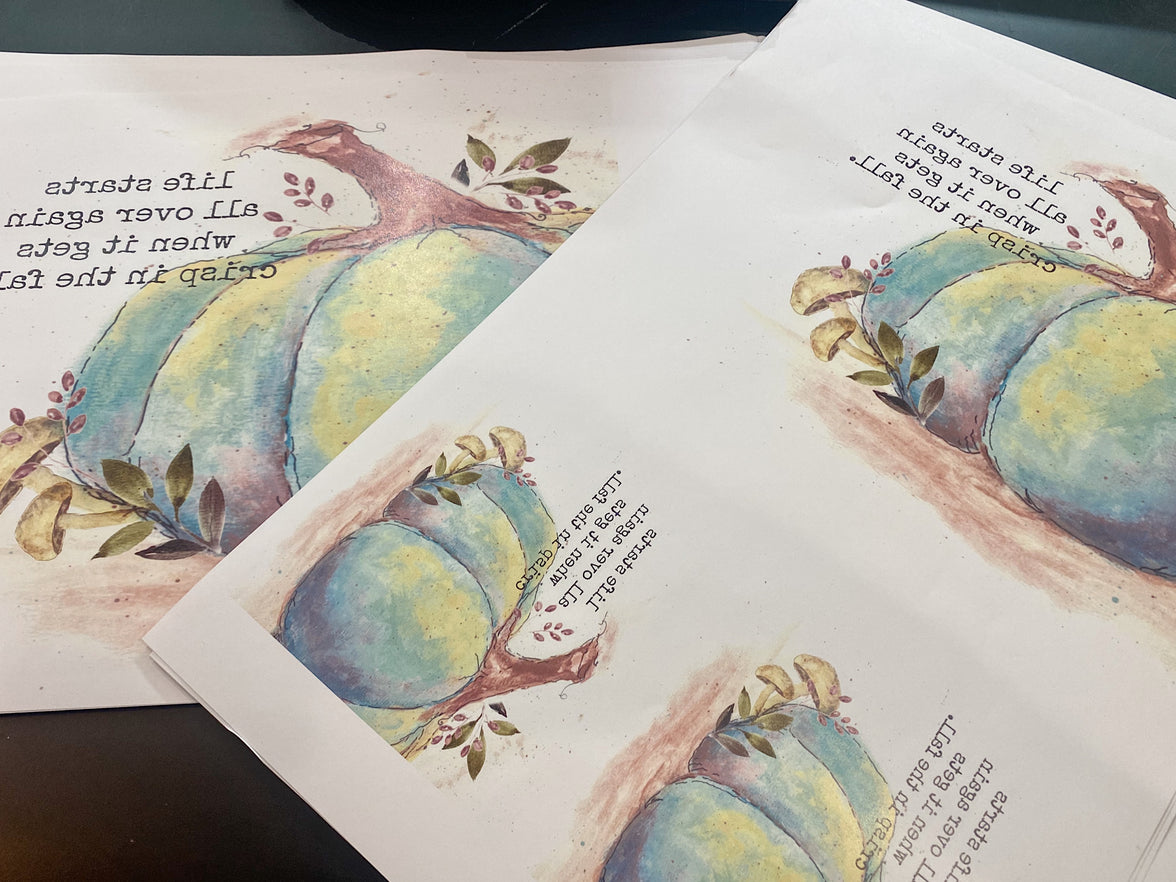Watercolor Pumpkin Reverse Transfer paper set