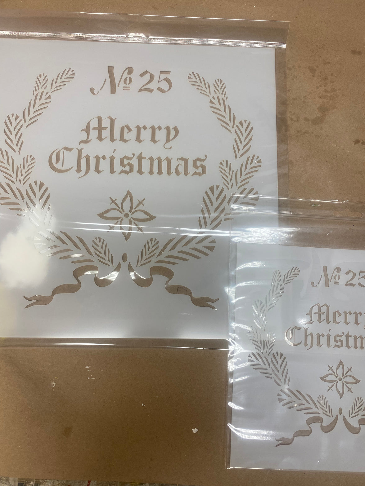 Grain Sack Christmas Stencil. Two sizes