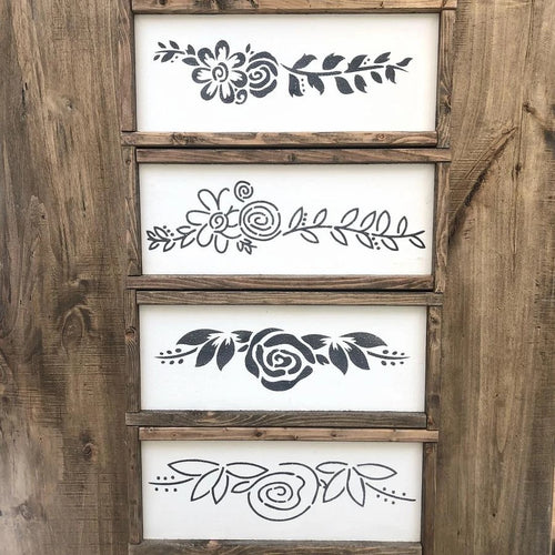 JRV. Stencil Long Floral Set