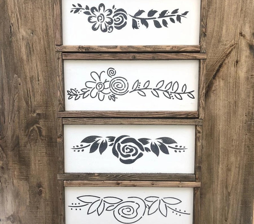 JRV. Stencil Long Floral Set