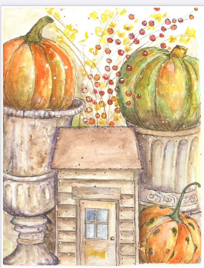 Cottage Pumpkins by ellen j goods, rice paper design by Decoupage Queen, arts & entertainment > hobbies & creative arts > arts & crafts > art & crafting materials, for decoupage and crafting