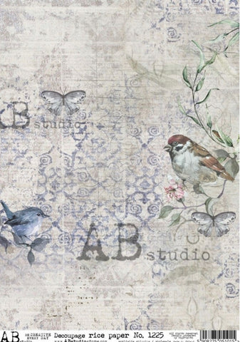 Birds and Butterfly Grunge 1225 ABAB