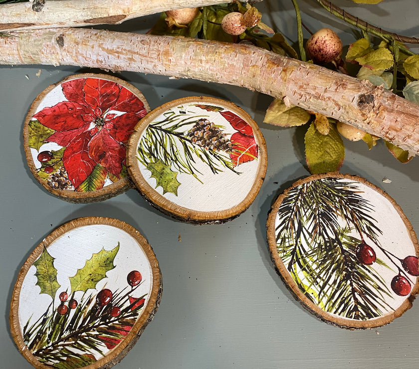 Set of three wood coasters