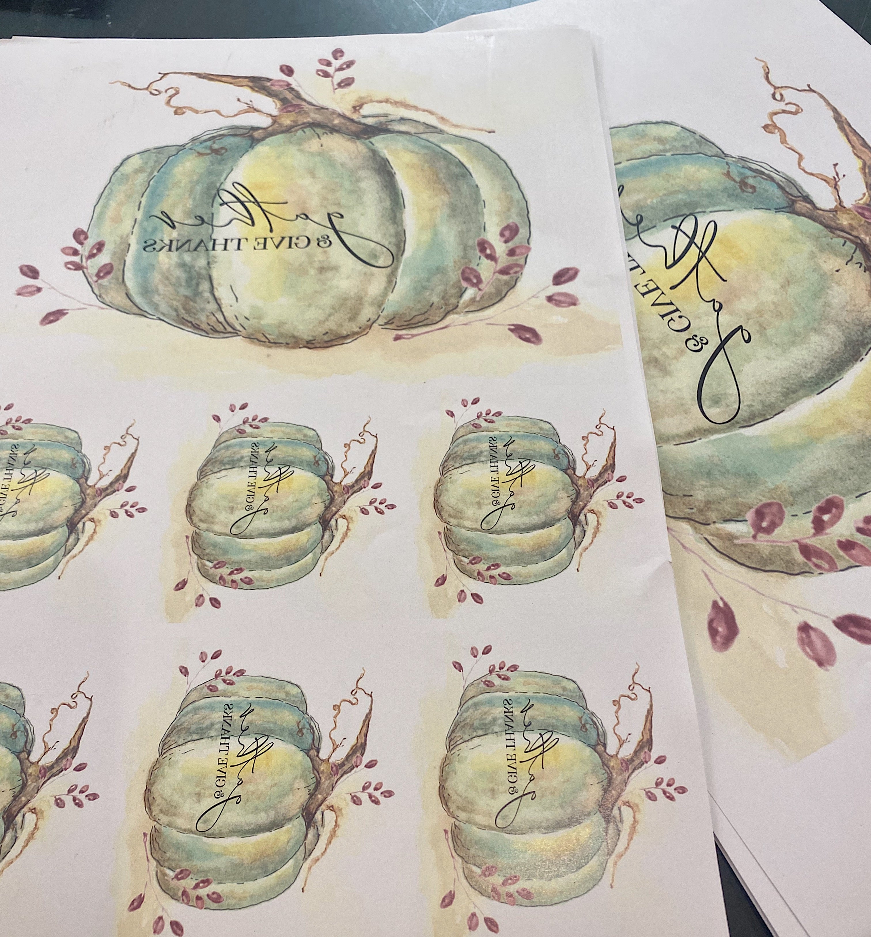 Watercolor Pumpkin Reverse Transfer paper set