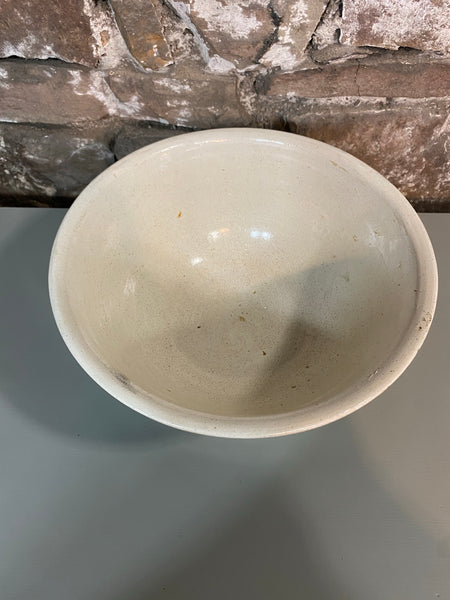 Old ironstone bowl with blue stripes