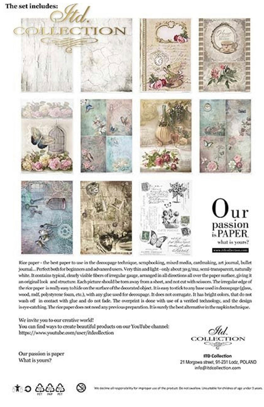 Vintage Style Set of 11  Rice Papers