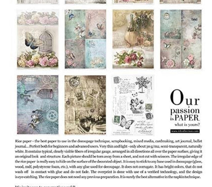 Vintage Style Set of 11  Rice Papers