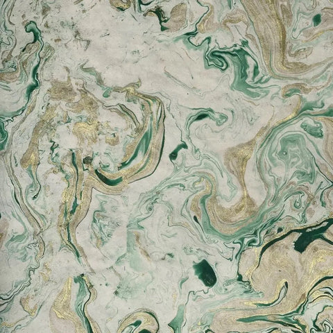 Marbled Gold and Green on Cream
