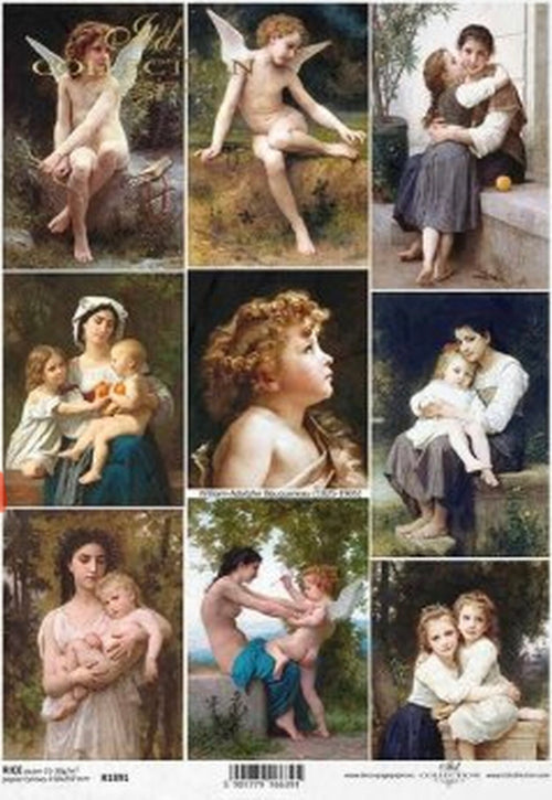 Mother with Angel Children, rice paper design by ITD Collection, nan, for decoupage and crafting