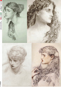 Portraits Artwork 0115, rice paper design by Paper Designs Italy, arts & entertainment > hobbies & creative arts > arts & crafts, for decoupage and crafting