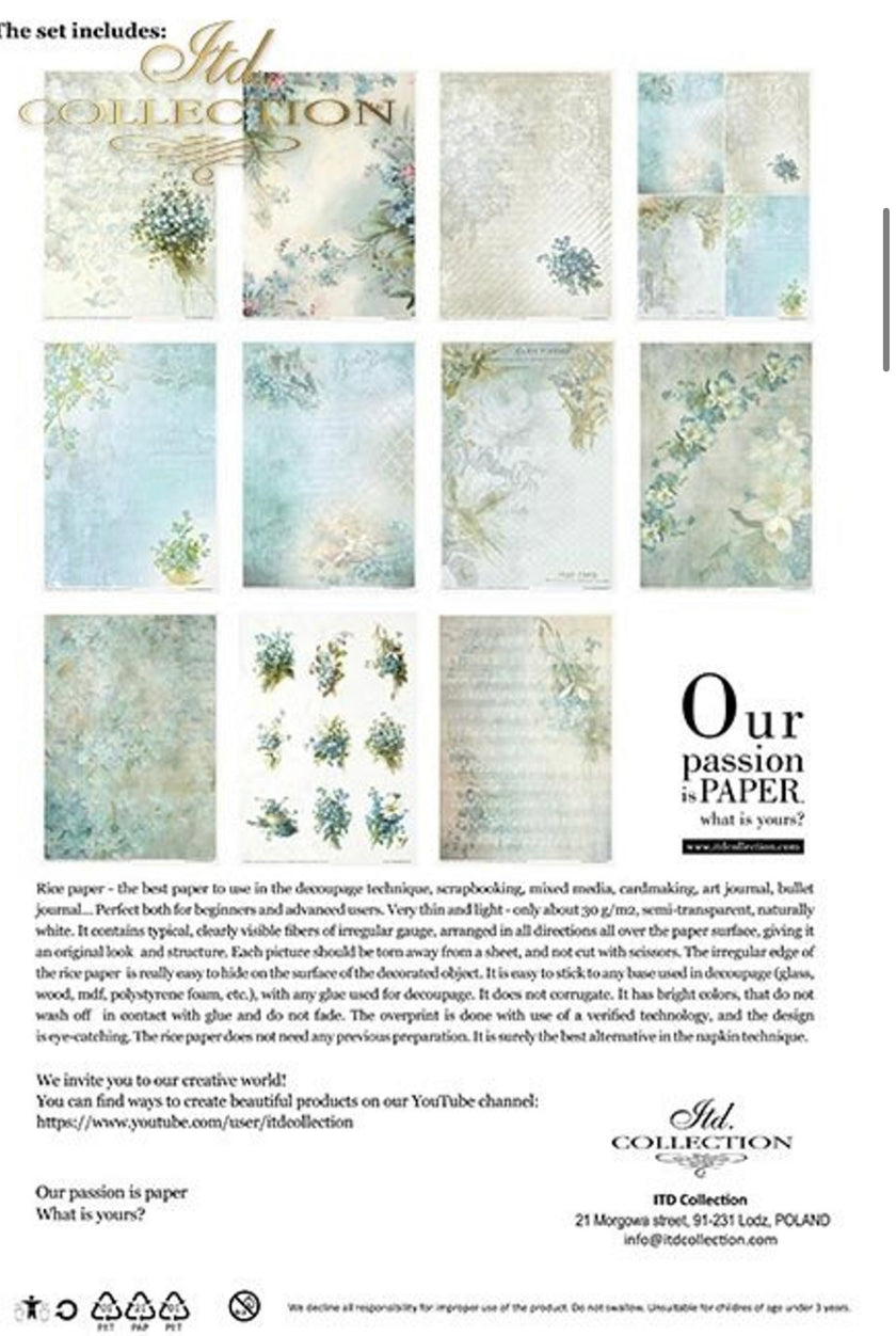 Rice Paper Pack Flower Post Forget me Not