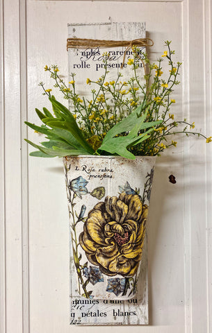 Large wood and metal wall pocket