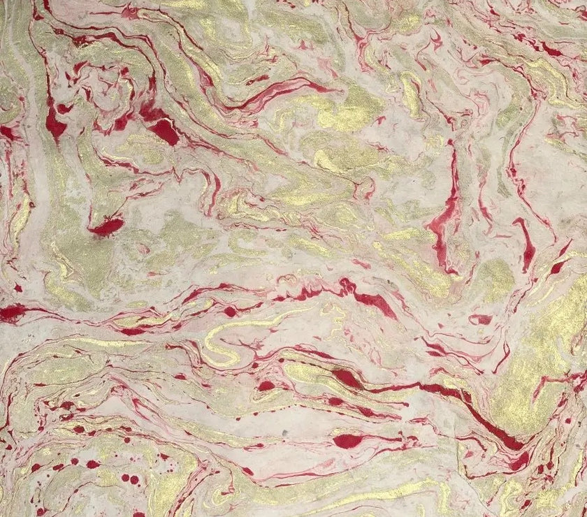 Marbled Red and Gold on Cream