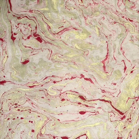 Marbled Red and Gold on Cream