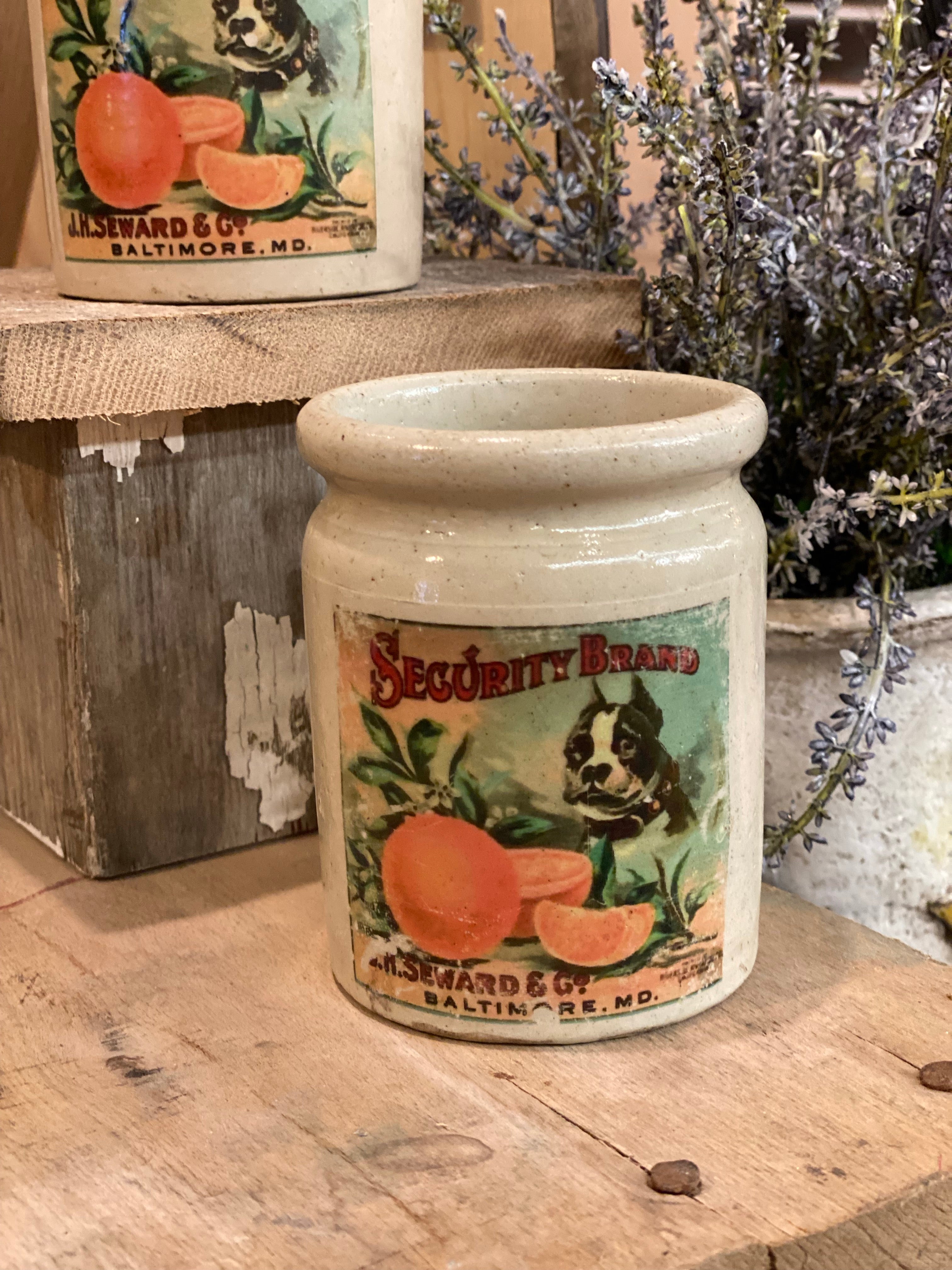 Vintage crock with added label