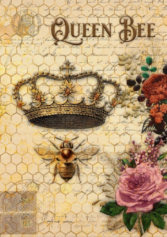 Queen Bee and Roses with Honeycomb