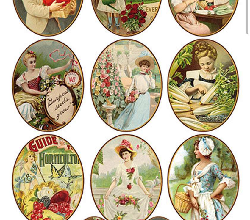 Vintage Garden Oval Scenes TCR 129