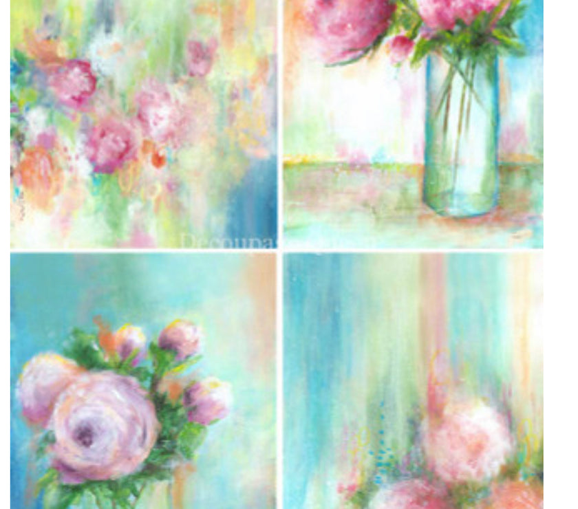 Cottage Roses  4 Pack by ellen j goods, rice paper design by Decoupage queen, office supplies > general office supplies > paper products, for decoupage and crafting