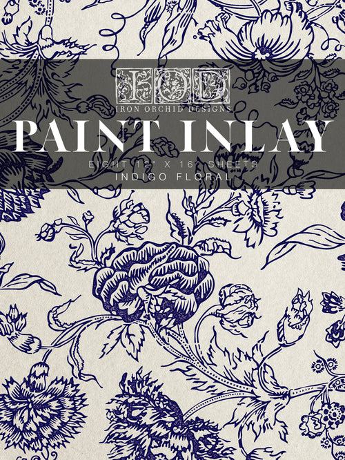 INDIGO FLORAL IOD PAINT INLAY 12×16 PAD™