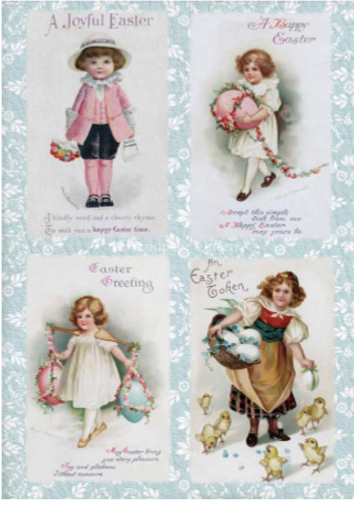 Easter Kids, rice paper design by Decoupage Queen, arts & entertainment > hobbies & creative arts > arts & crafts, for decoupage and crafting