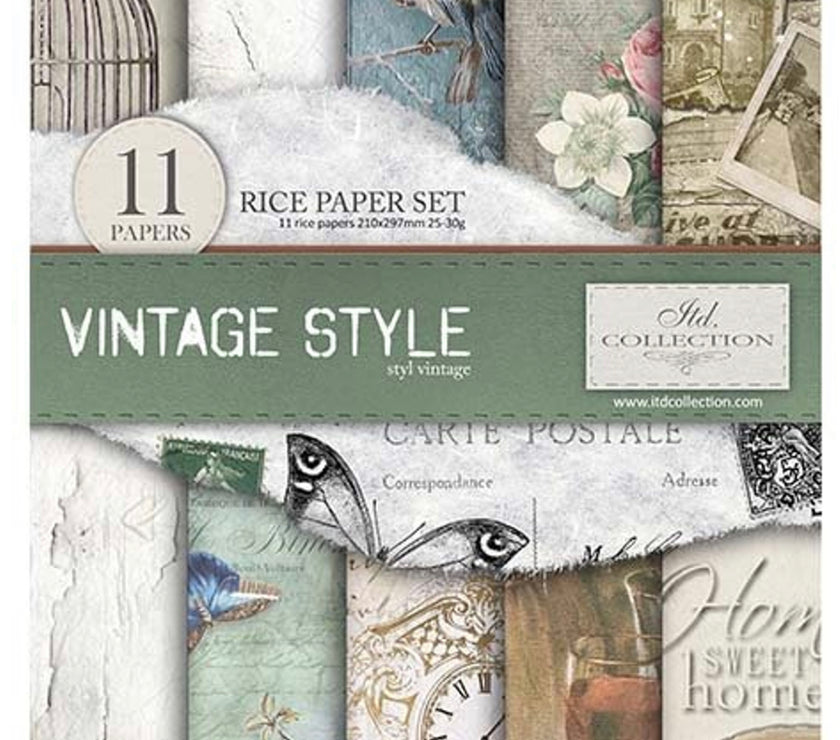 Vintage Style Set of 11  Rice Papers
