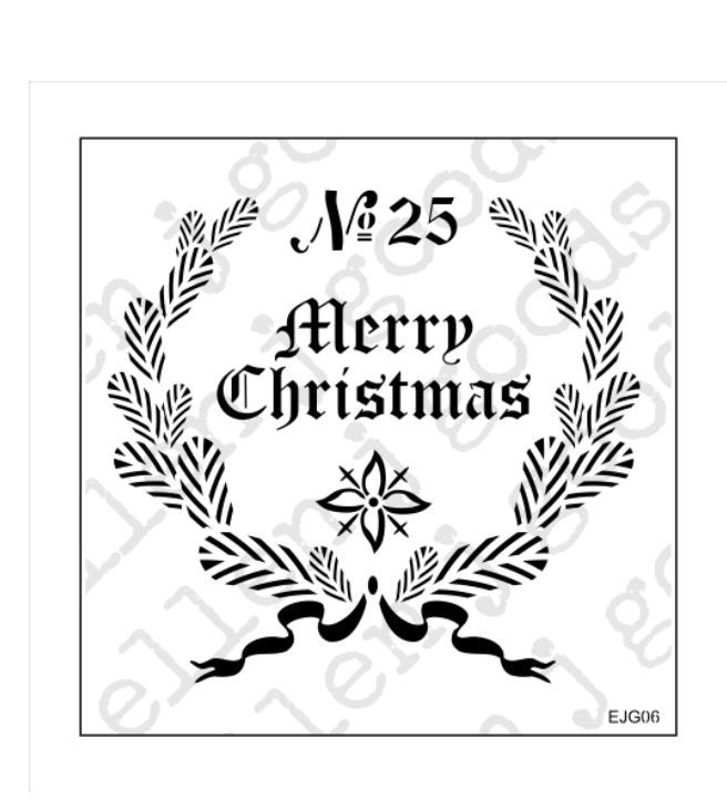 Grain Sack Christmas Stencil. Two sizes