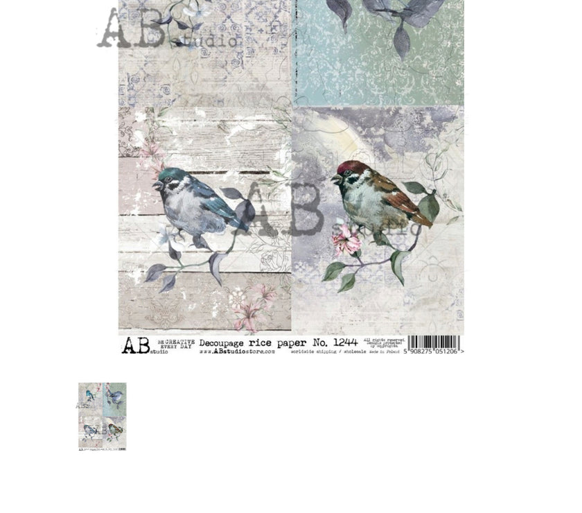 Watercolor Blue Birds ABRP_1244