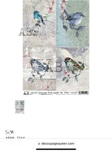 Watercolor Blue Birds 1244