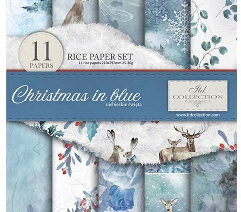 Christmas in Blue Set of 11  Rice Papers