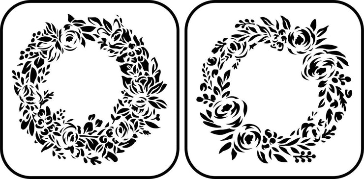 JRV Stencil Floral Wreath 2 pack