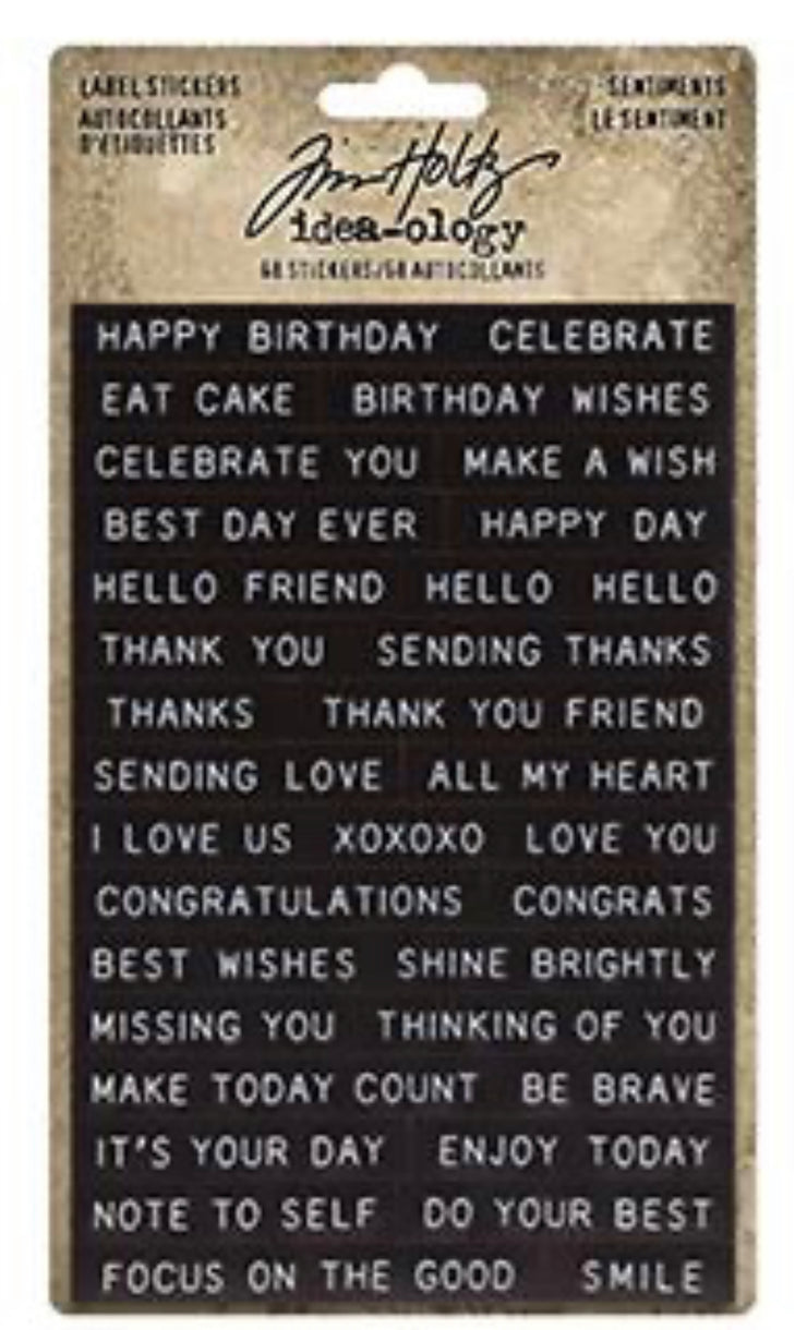 Tim Holtz Label Stickers Sentiments